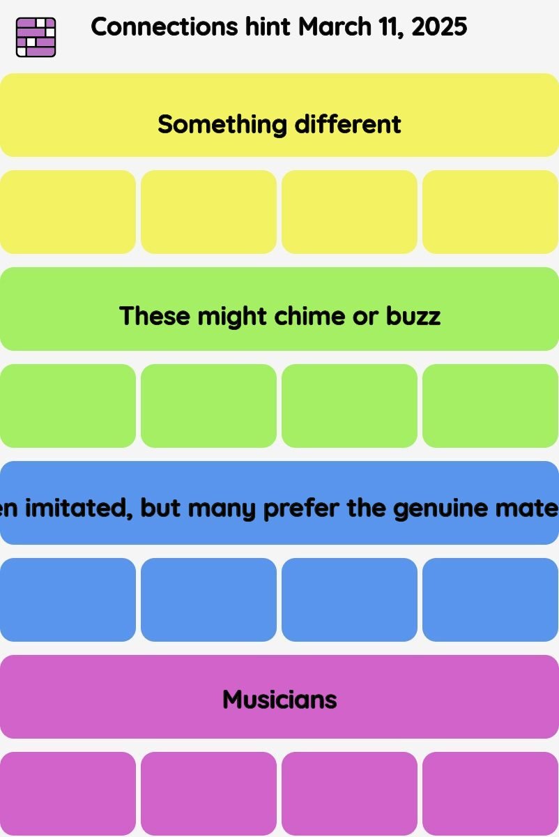 Connections NYT - Connections hint -NYT Connections hints and answers today March 11, 2025 #639